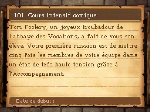 Quête : Cours intensif comique